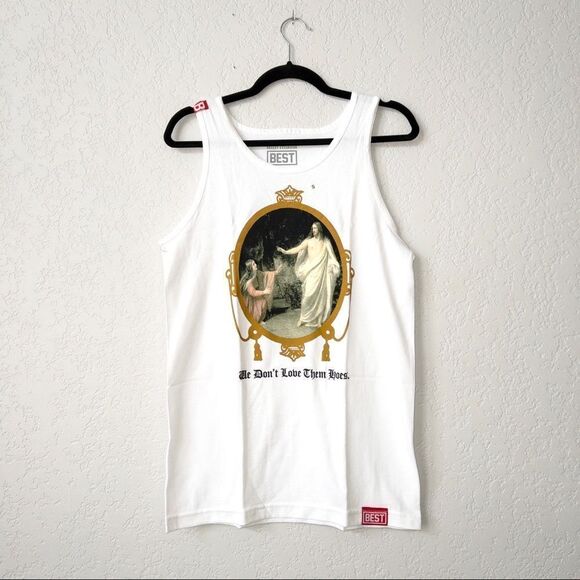 NIP Breezy Excursion x Best White We Don’t‎ Love Them Hoes Tank Top Size Small - Picture 1 of 4